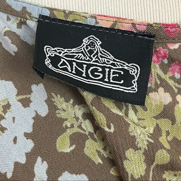 Angie Boho Mixed Floral Print Bell Sleeve Romper Green Pink M - Picture 7 of 8